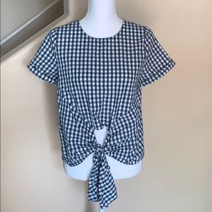 Newbury Kustom Checkered front tie blouse